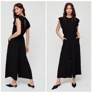 Wilfred Fleurette Ruffle Cap Sleeve Cropped Wide Leg Jumpsuit XXS